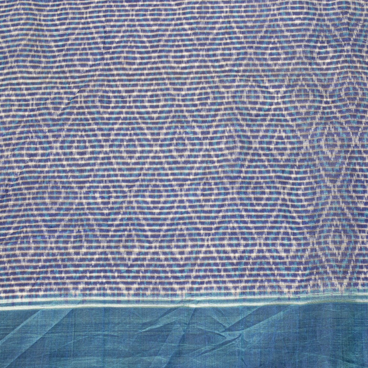 Sanskriti Vintage Blue Pure Silk Dupatta/Stole Ikat Hand Woven Pochampally Veil