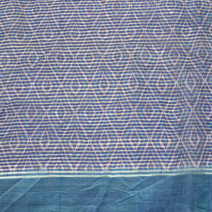 Sanskriti Vintage Blue Pure Silk Dupatta/Stole Ikat Hand Woven Pochampally Veil
