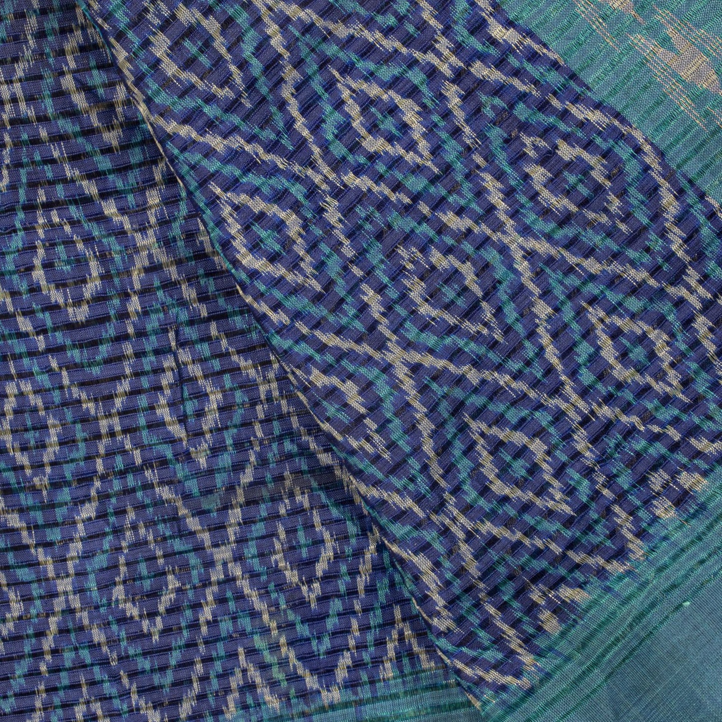 Sanskriti Vintage Blue Pure Silk Dupatta/Stole Ikat Hand Woven Pochampally Veil