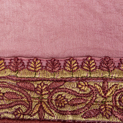 Sanskriti Vintage Pink Chiffon Silk Dupatta/Stole Hand Embroidered Indian Veil