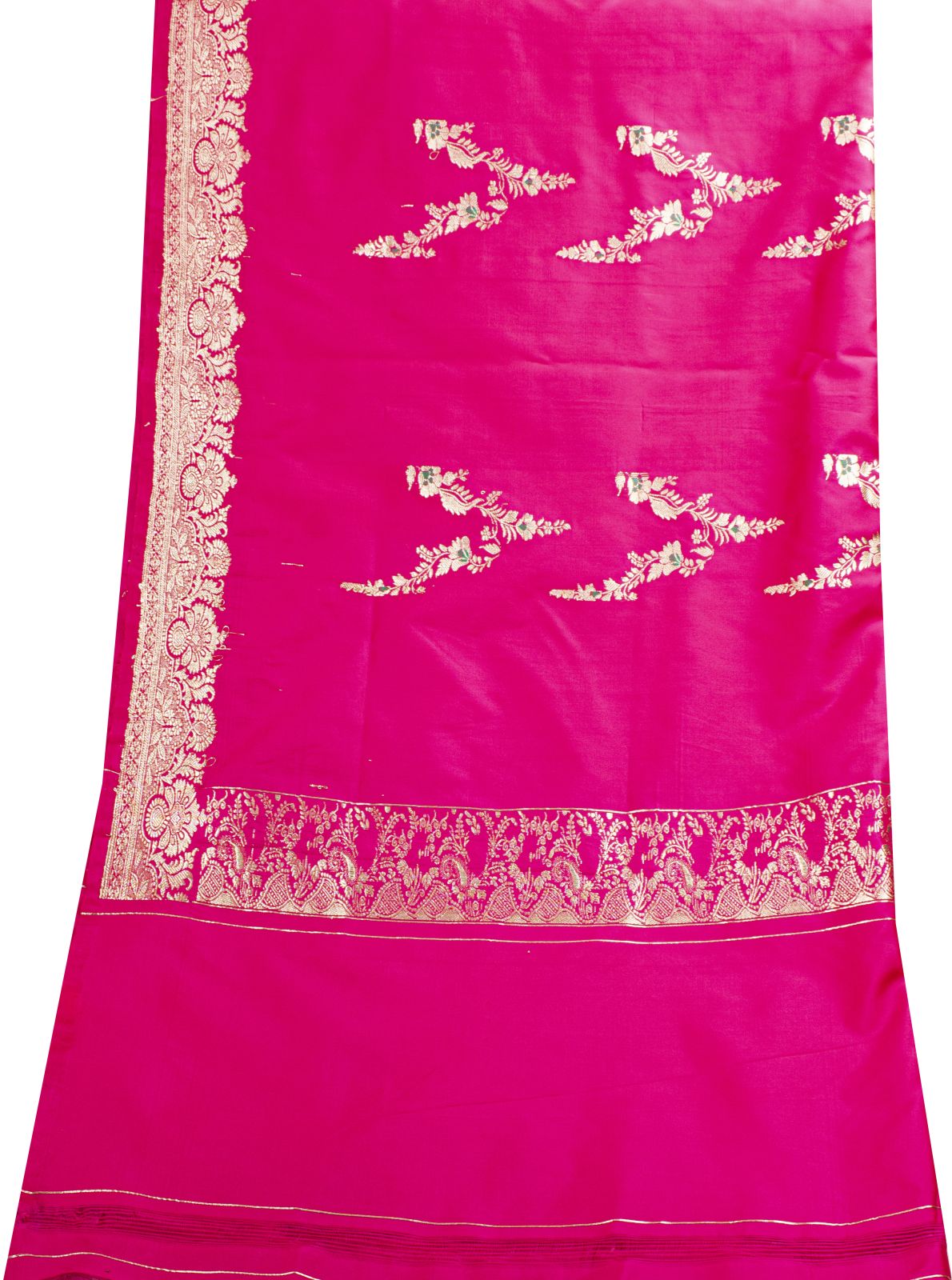 Sanskriti Vintage Pink Art Silk Dupatta/Stole Brocade Zari Hand Woven Banarasi