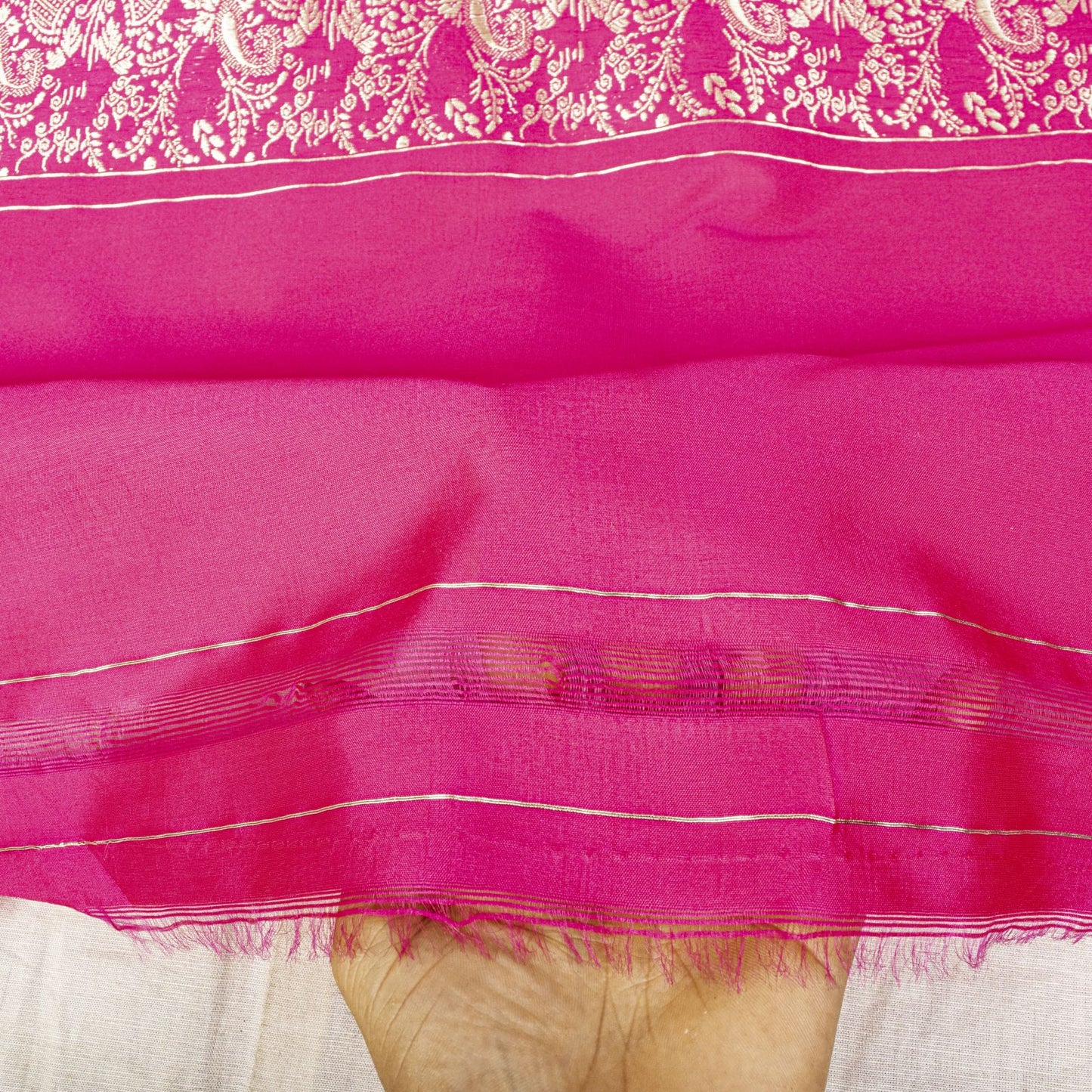 Sanskriti Vintage Pink Art Silk Dupatta/Stole Brocade Zari Hand Woven Banarasi
