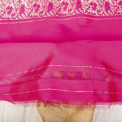 Sanskriti Vintage Pink Art Silk Dupatta/Stole Brocade Zari Hand Woven Banarasi