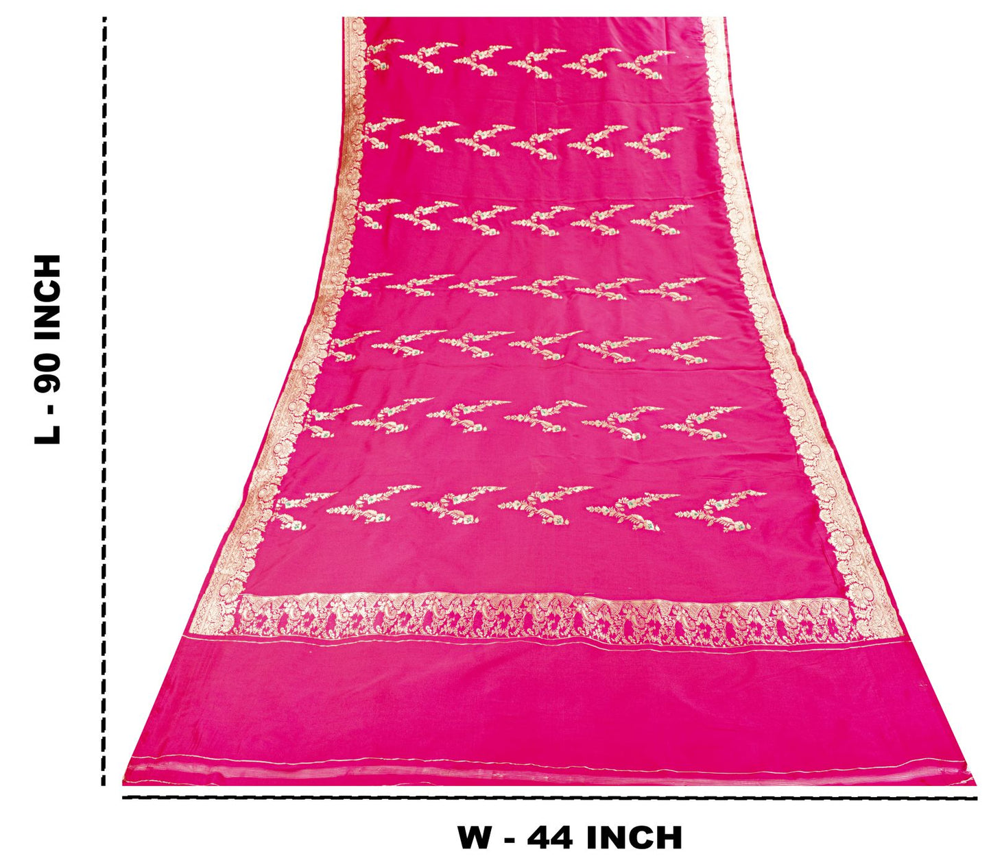 Sanskriti Vintage Pink Art Silk Dupatta/Stole Brocade Zari Hand Woven Banarasi