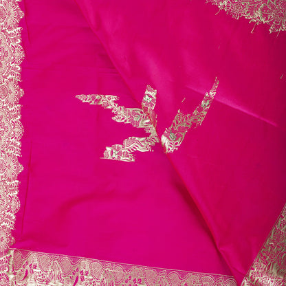 Sanskriti Vintage Pink Art Silk Dupatta/Stole Brocade Zari Hand Woven Banarasi