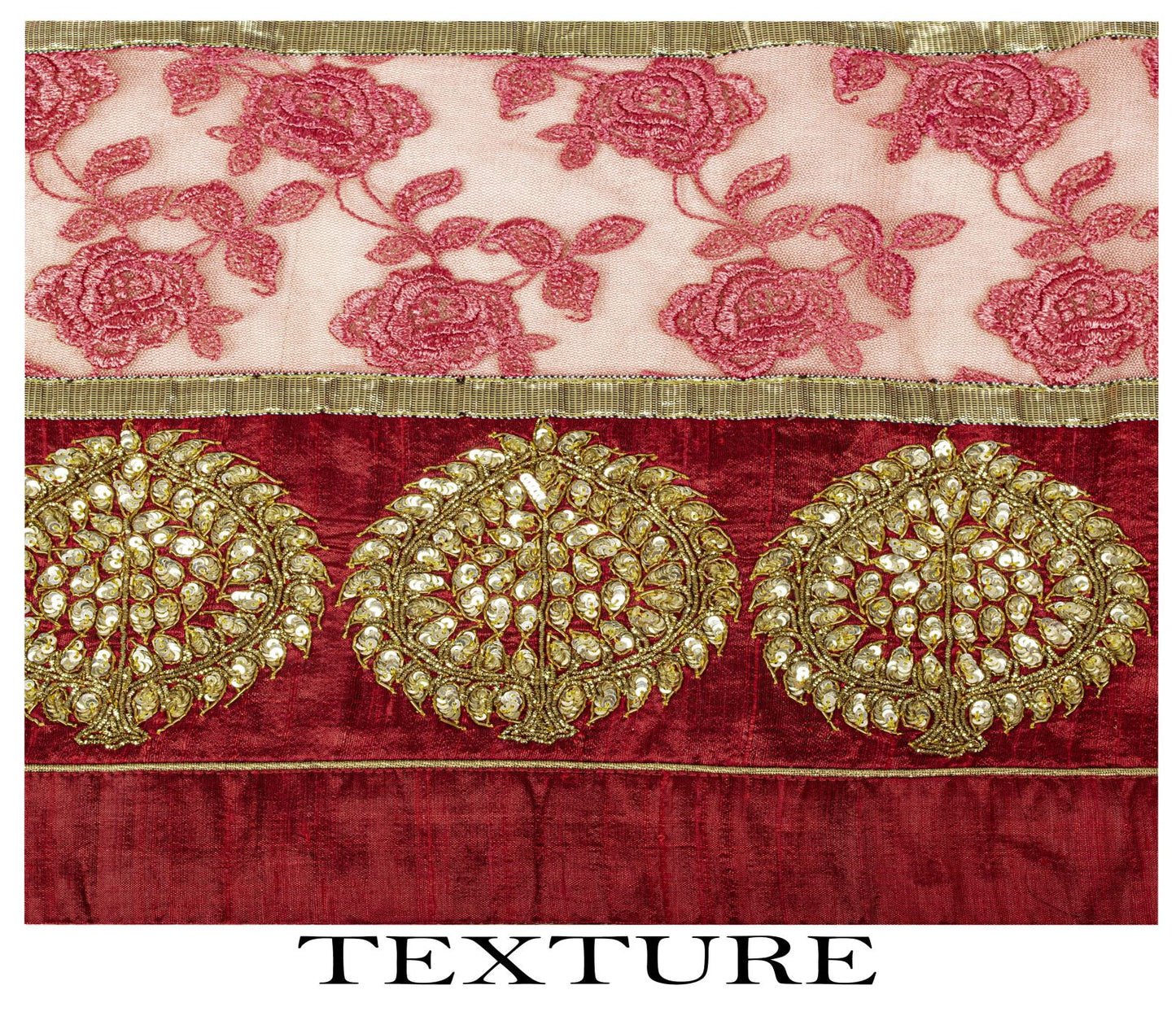 Sanskriti Vintage White-Red Net Dupatta/Stole Hand Embroidery Premium Dabka Veil