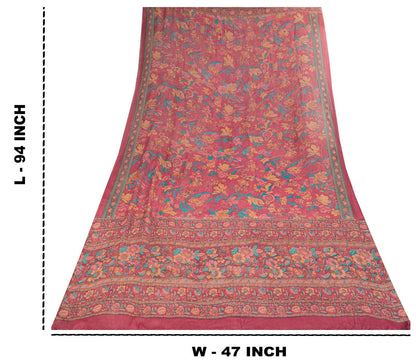 Sanskriti Vintage Pink Pure Georgette Dupatta/Stole Floral Printed Indian Veil
