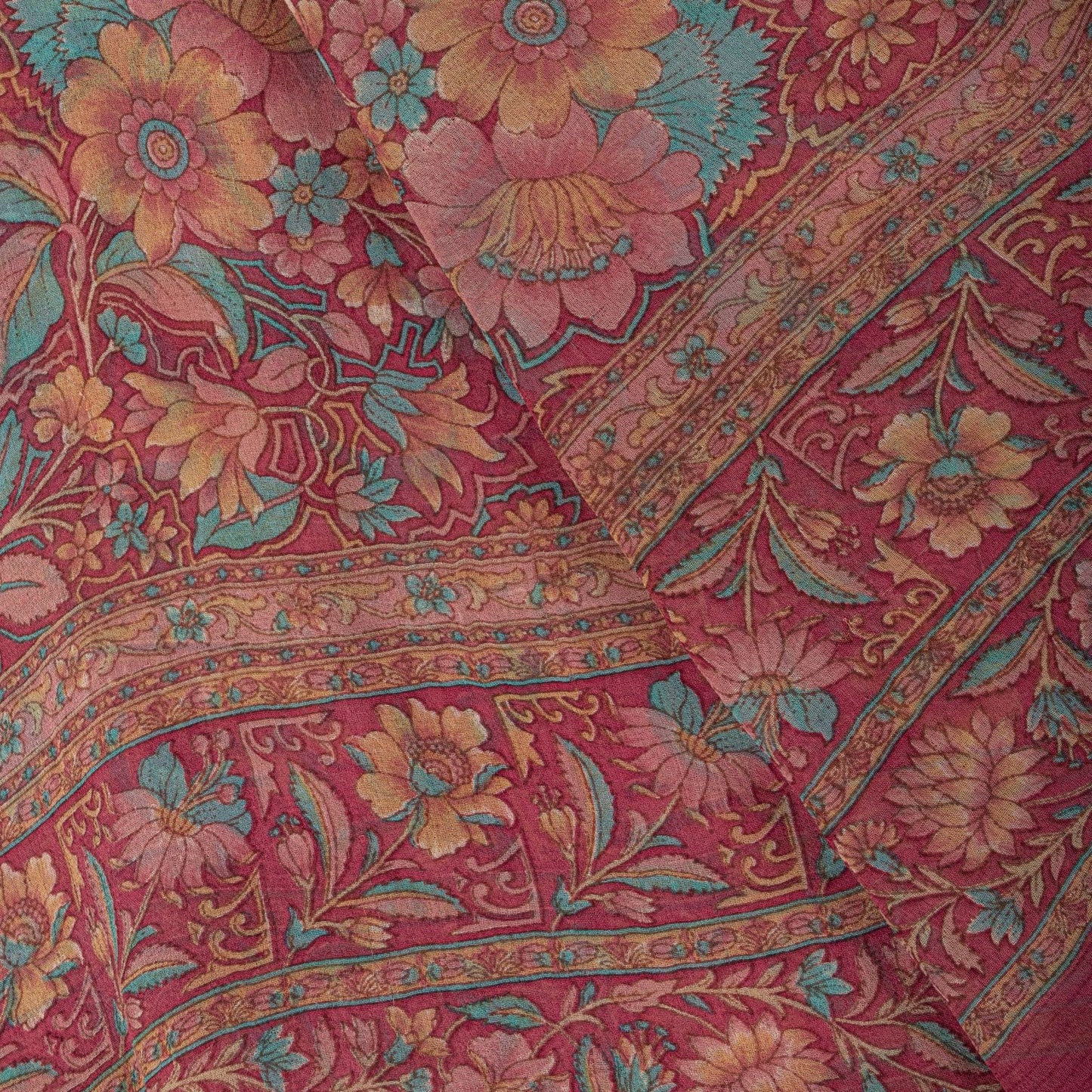 Sanskriti Vintage Pink Pure Georgette Dupatta/Stole Floral Printed Indian Veil