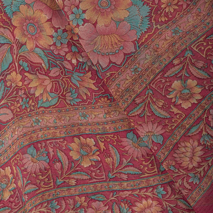 Sanskriti Vintage Pink Pure Georgette Dupatta/Stole Floral Printed Indian Veil