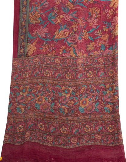 Sanskriti Vintage Pink Pure Georgette Dupatta/Stole Floral Printed Indian Veil