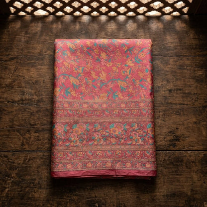 Sanskriti Vintage Pink Pure Georgette Dupatta/Stole Floral Printed Indian Veil