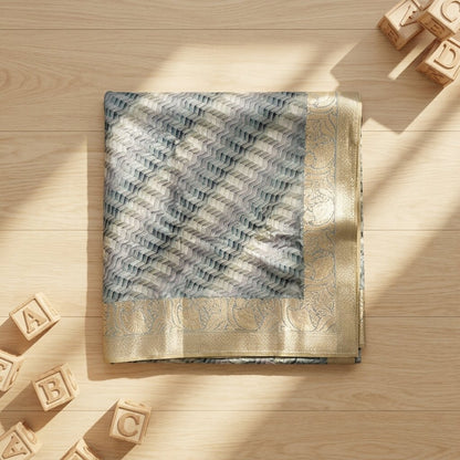 Sanskriti Vintage Gray Pure Silk Dupatta/Stole Zari Woven-Gradient Effect Print