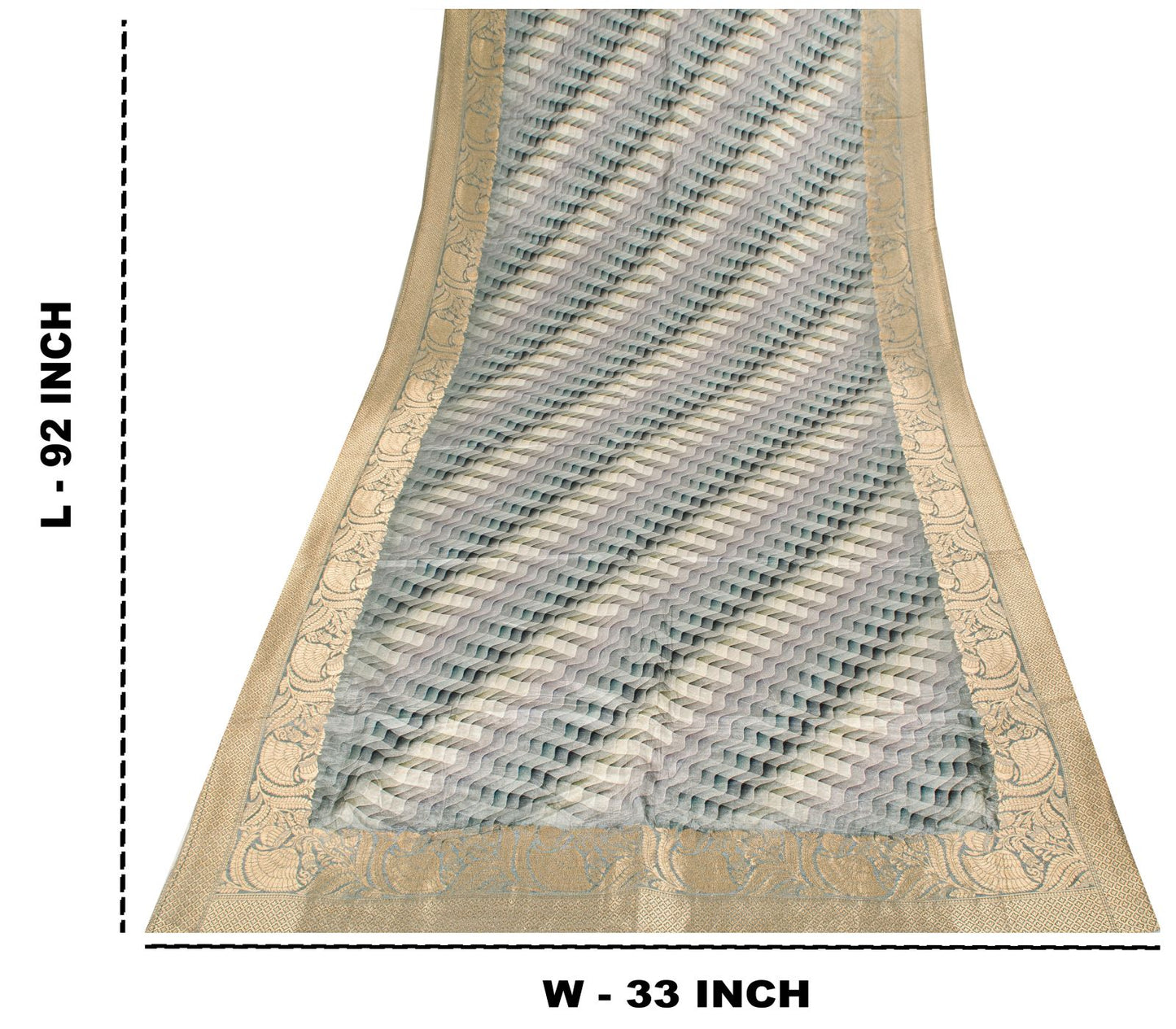 Sanskriti Vintage Gray Pure Silk Dupatta/Stole Zari Woven-Gradient Effect Print