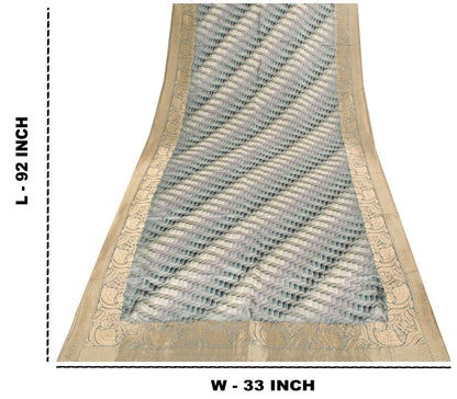 Sanskriti Vintage Gray Pure Silk Dupatta/Stole Zari Woven-Gradient Effect Print