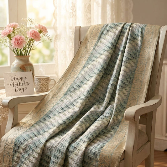Sanskriti Vintage Gray Pure Silk Dupatta/Stole Zari Woven-Gradient Effect Print