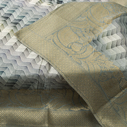 Sanskriti Vintage Gray Pure Silk Dupatta/Stole Zari Woven-Gradient Effect Print