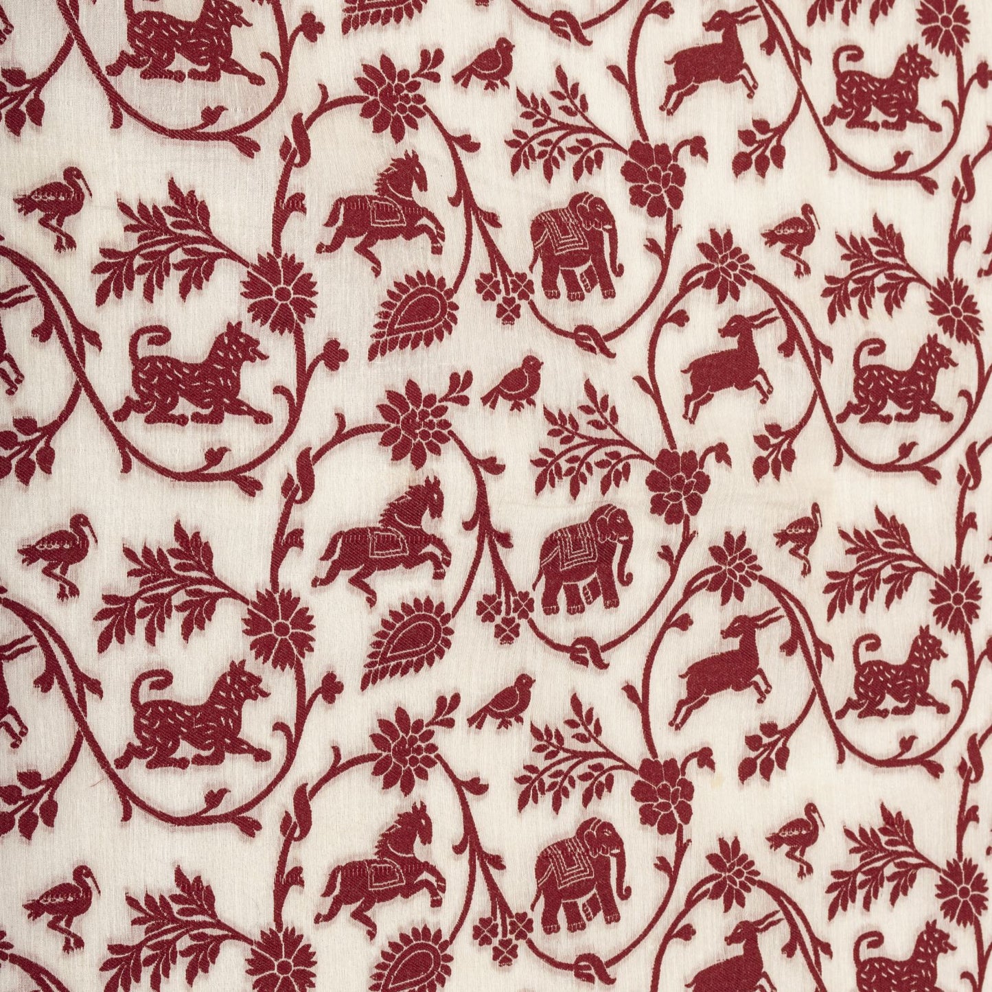 Sanskriti Vintage White Blend Cotton Dupatta/Stole Banarasi Shikargah Brocade