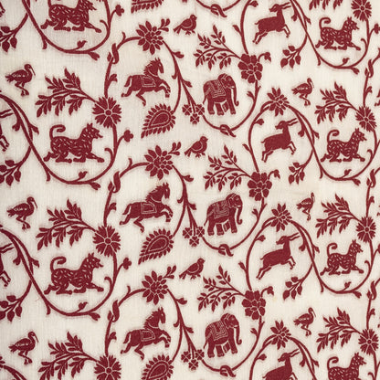 Sanskriti Vintage White Blend Cotton Dupatta/Stole Banarasi Shikargah Brocade