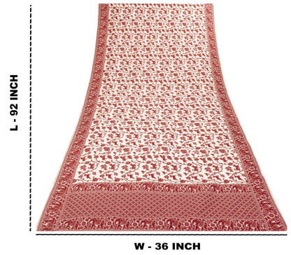 Sanskriti Vintage White Blend Cotton Dupatta/Stole Banarasi Shikargah Brocade