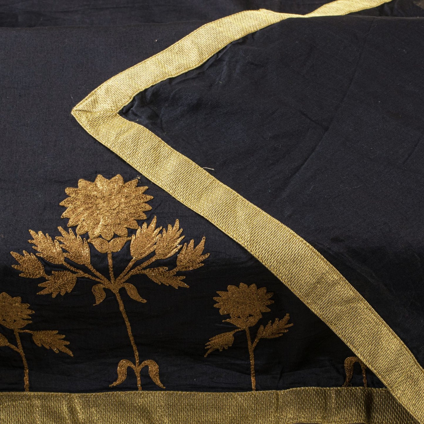 Sanskriti Vintage Blue Cotton Silk Dupatta/Stole Embroidered-Solid Premium Veil