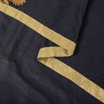 Sanskriti Vintage Blue Cotton Silk Dupatta/Stole Embroidered-Solid Premium Veil