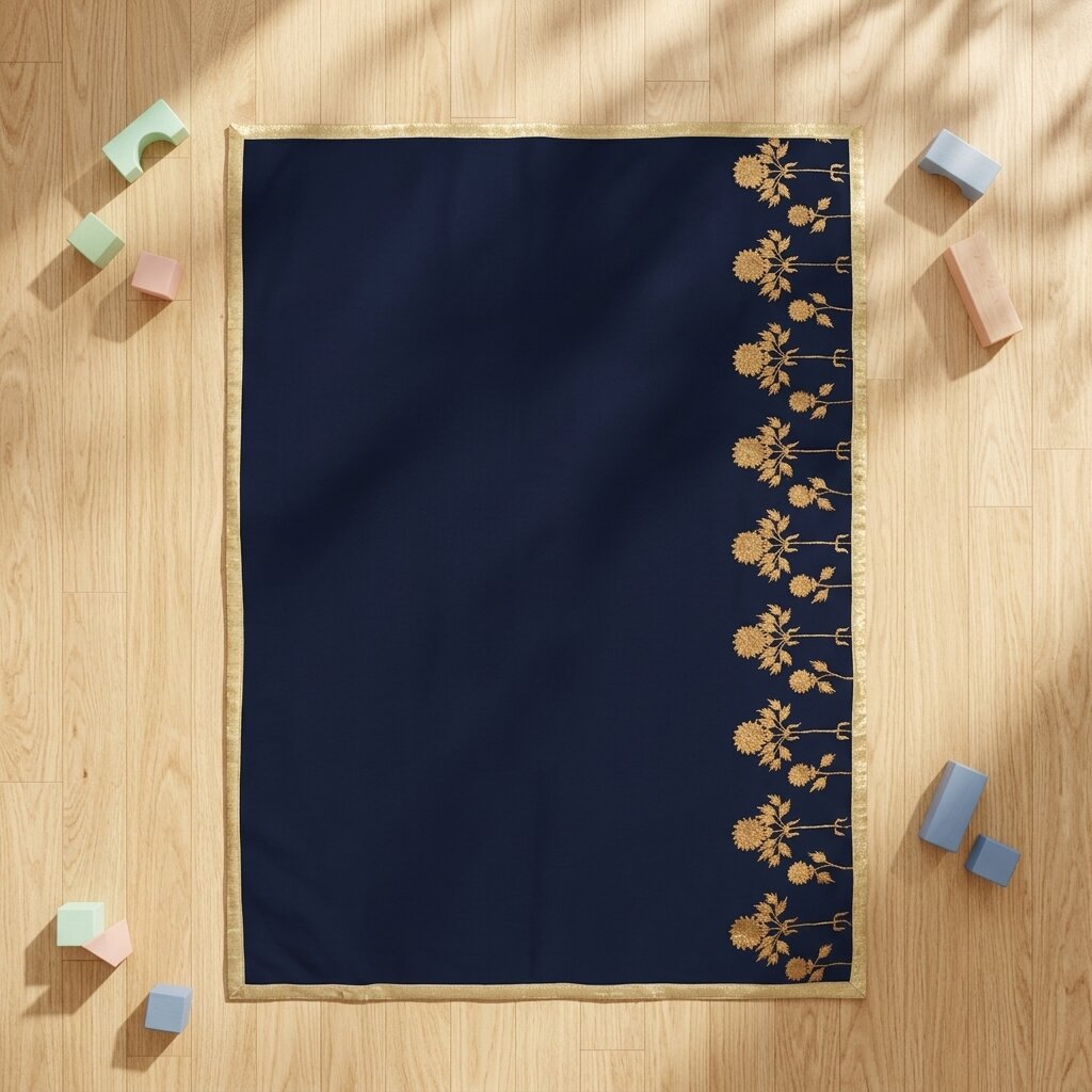 Sanskriti Vintage Blue Cotton Silk Dupatta/Stole Embroidered-Solid Premium Veil