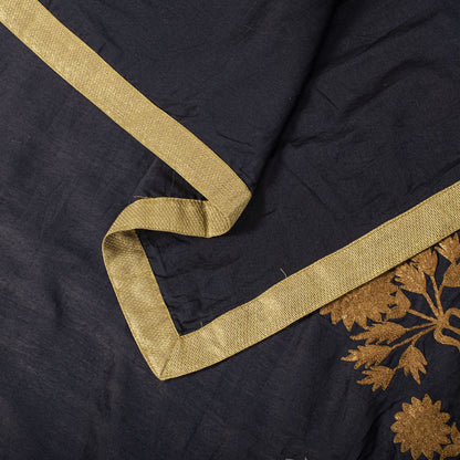 Sanskriti Vintage Blue Cotton Silk Dupatta/Stole Embroidered-Solid Premium Veil