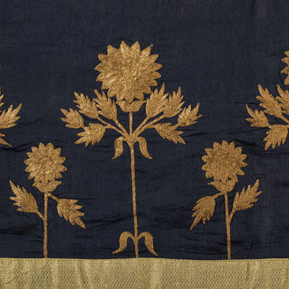 Sanskriti Vintage Blue Cotton Silk Dupatta/Stole Embroidered-Solid Premium Veil