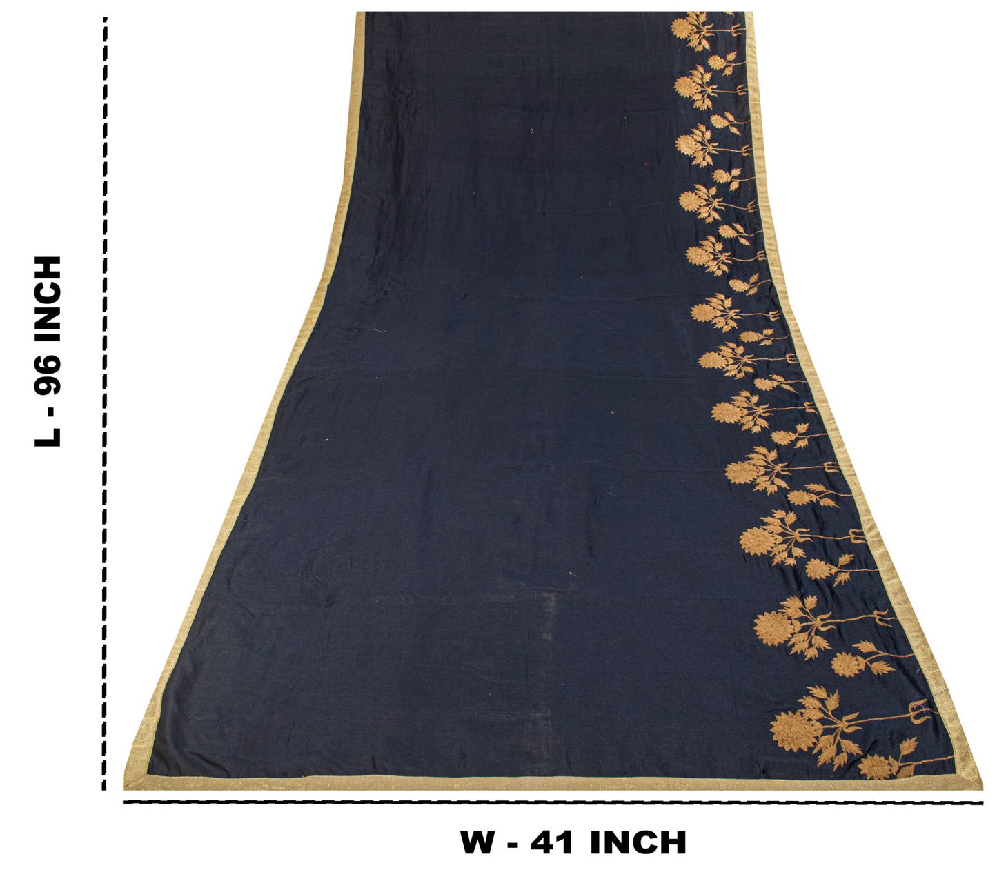 Sanskriti Vintage Blue Cotton Silk Dupatta/Stole Embroidered-Solid Premium Veil
