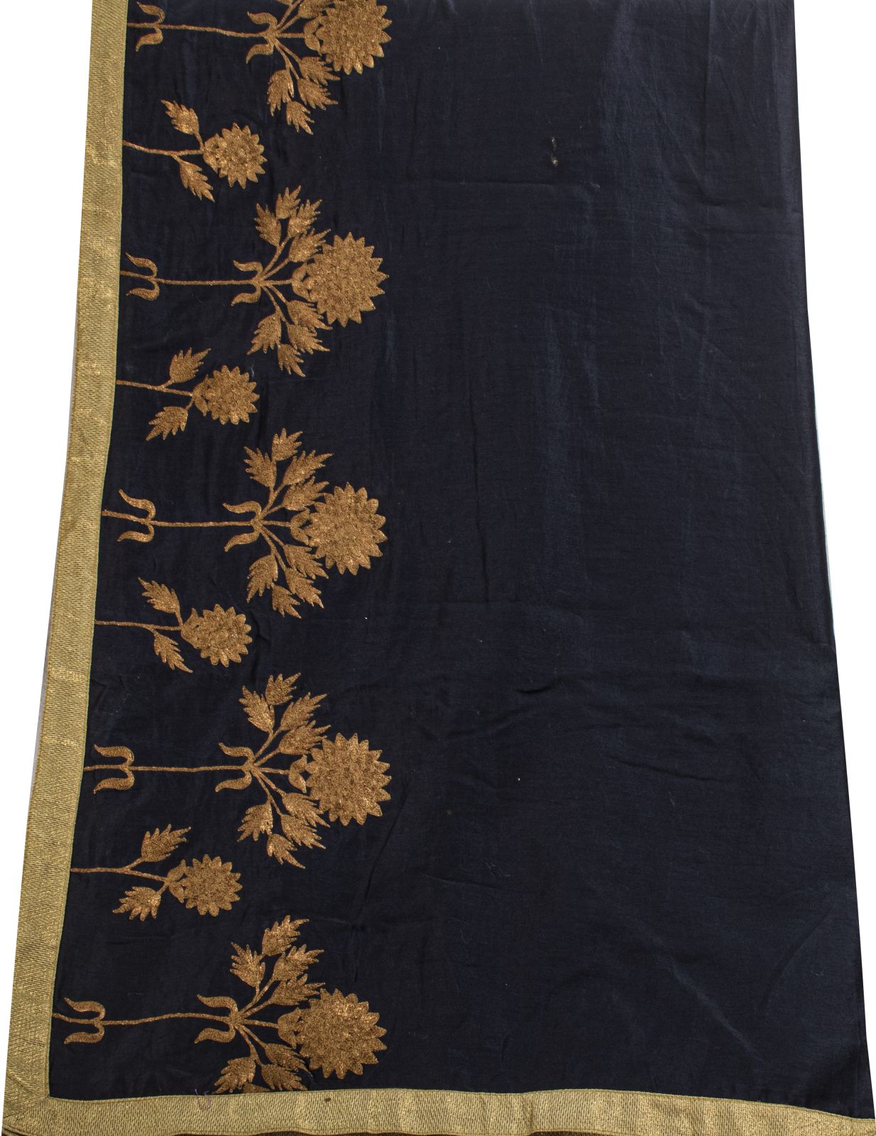 Sanskriti Vintage Blue Cotton Silk Dupatta/Stole Embroidered-Solid Premium Veil