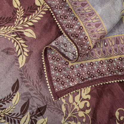 Sanskriti Vintage Brown Georgette Silk Dupatta/Stole Floral Printed Indian Veil