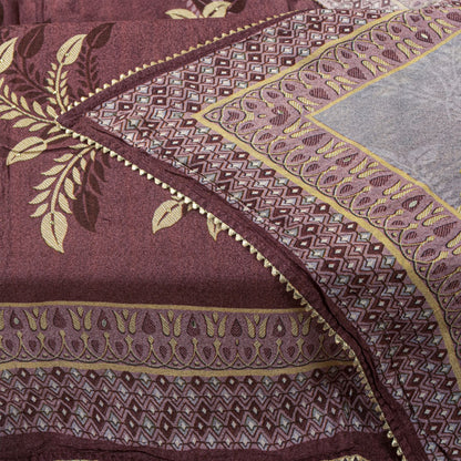 Sanskriti Vintage Brown Georgette Silk Dupatta/Stole Floral Printed Indian Veil