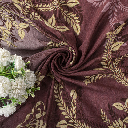 Sanskriti Vintage Brown Georgette Silk Dupatta/Stole Floral Printed Indian Veil