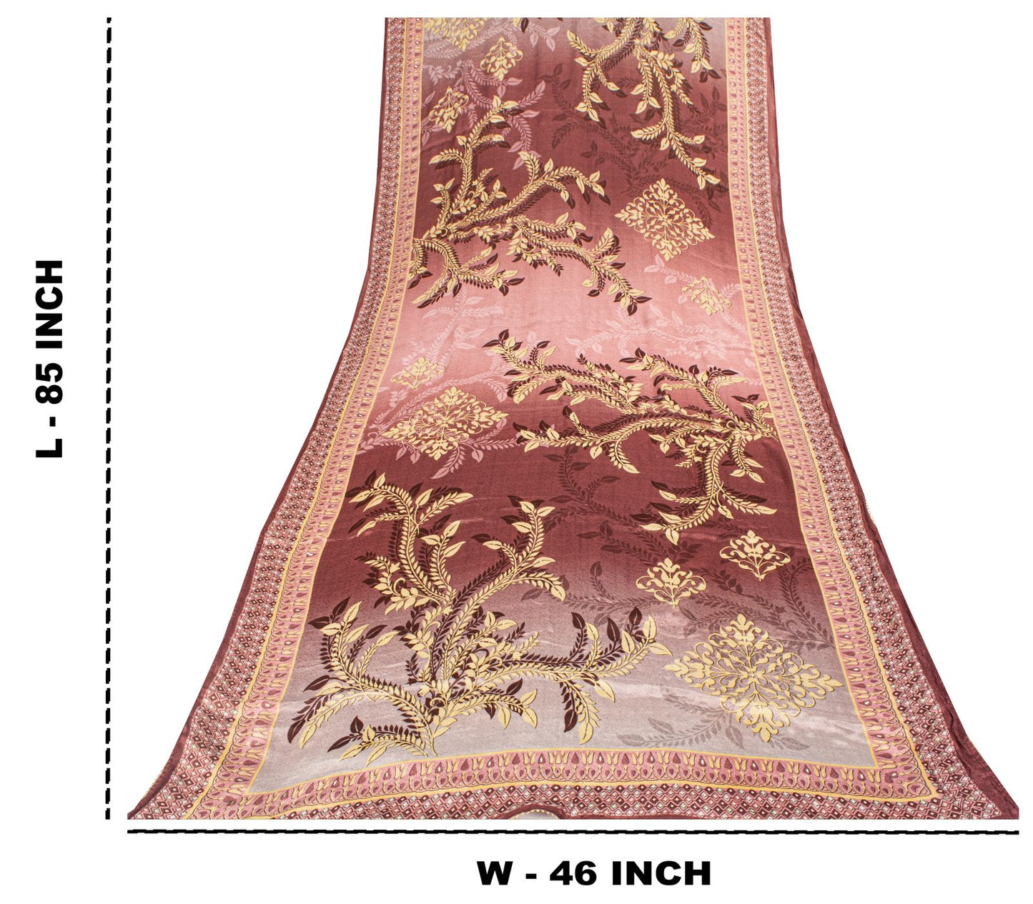 Sanskriti Vintage Brown Georgette Silk Dupatta/Stole Floral Printed Indian Veil