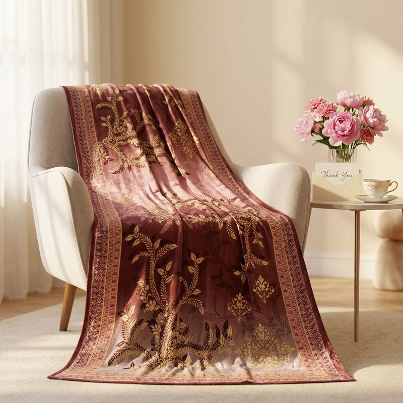 Sanskriti Vintage Brown Georgette Silk Dupatta/Stole Floral Printed Indian Veil