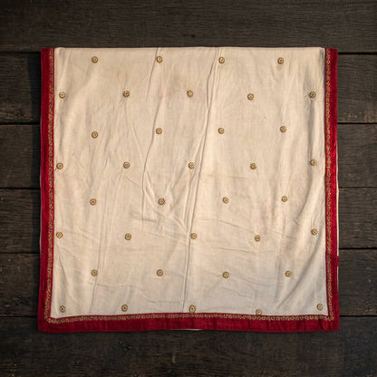 Sanskriti Vintage White Net Mesh Dupatta/Stole Hand Beaded Wedding Premium Veil