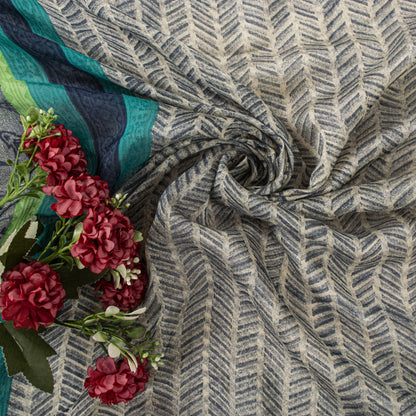Sanskriti Vintage Gray Cotton Silk Dupatta/Stole Sanganeri Hand Block Print Veil