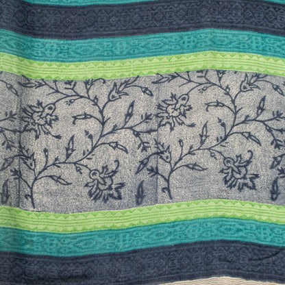 Sanskriti Vintage Gray Cotton Silk Dupatta/Stole Sanganeri Hand Block Print Veil