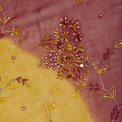 Sanskriti Vintage Yellow Pure Georgette Silk Dupatta Embroidered Beaded Zari DIY