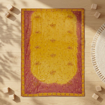 Sanskriti Vintage Yellow Pure Georgette Silk Dupatta Embroidered Beaded Zari DIY