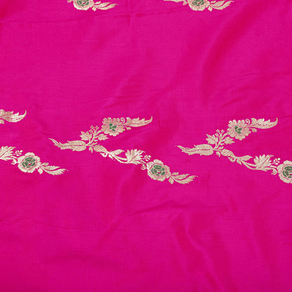 Sanskriti Vintage Pink Art Silk Dupatta Embroidered Floral Zari Border Stole DIY