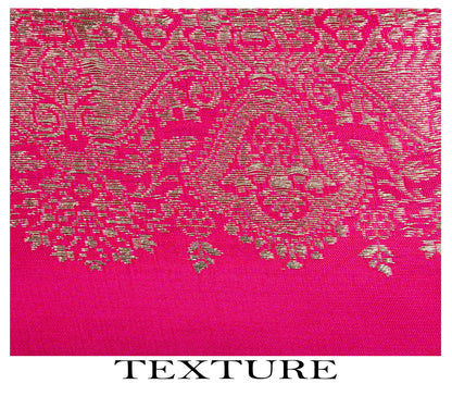 Sanskriti Vintage Pink Art Silk Dupatta Embroidered Floral Zari Border Stole DIY