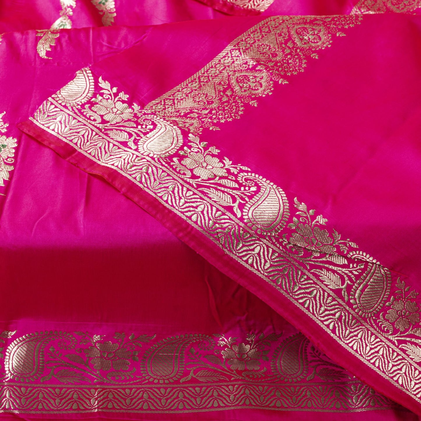 Sanskriti Vintage Pink Art Silk Dupatta Embroidered Floral Zari Border Stole DIY