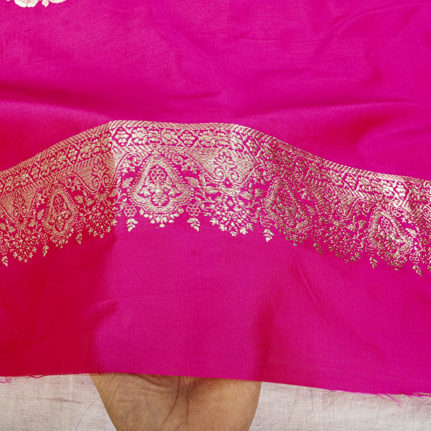 Sanskriti Vintage Pink Art Silk Dupatta Embroidered Floral Zari Border Stole DIY
