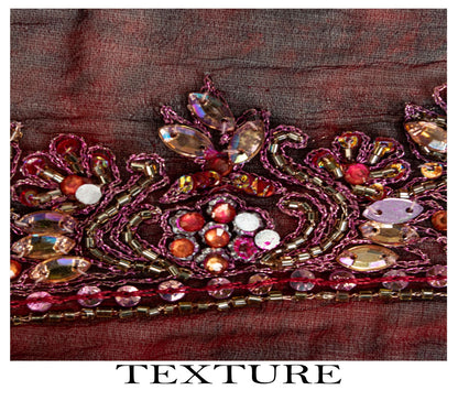 Sanskriti Vintage Black Pure Chiffon Silk Dupatta/Stole Tie-Dye Hand Beaded Veil