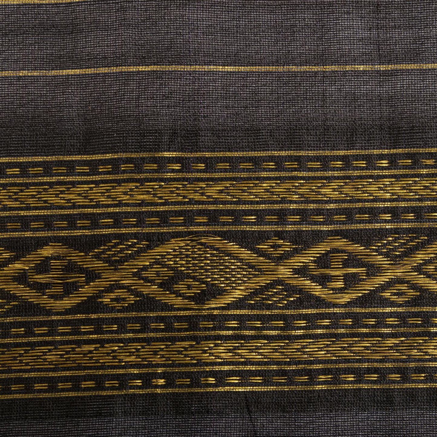 Sanskriti Vintage Black Cotton Silk Dupatta/Stole Chanderi Zari Hand Woven Veil