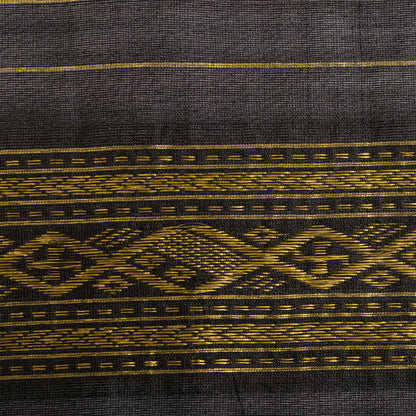 Sanskriti Vintage Black Cotton Silk Dupatta/Stole Chanderi Zari Hand Woven Veil