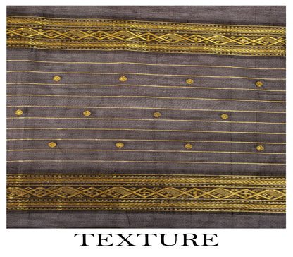 Sanskriti Vintage Black Cotton Silk Dupatta/Stole Chanderi Zari Hand Woven Veil