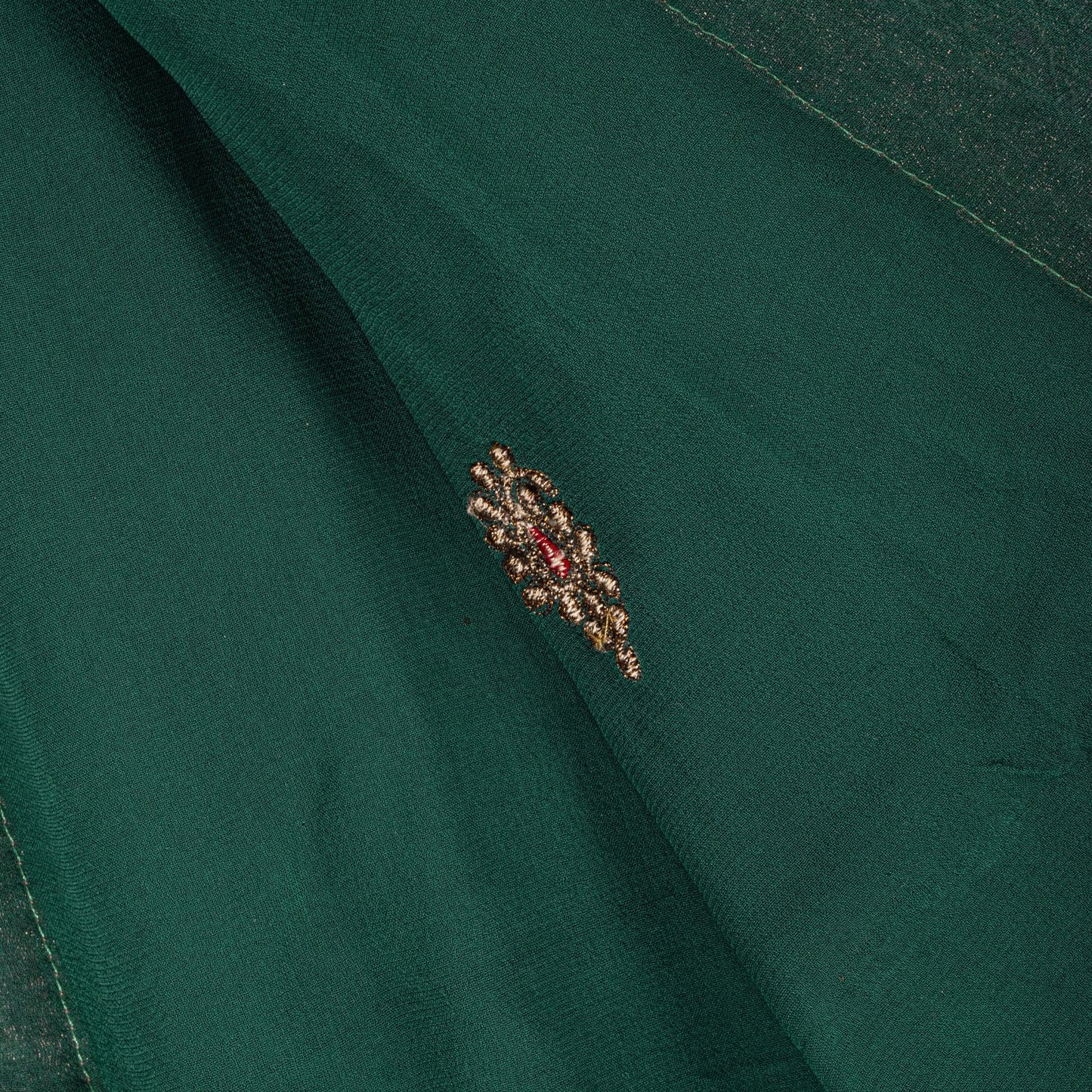 Sanskriti Vintage Green Pure Georgette Dupatta/Stole Embroidered Wedding Veil