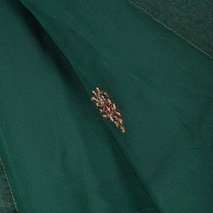 Sanskriti Vintage Green Pure Georgette Dupatta/Stole Embroidered Wedding Veil